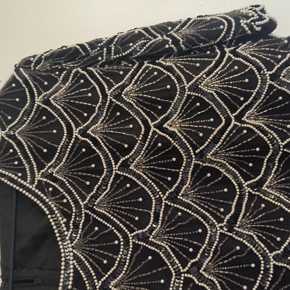 Vintage Laurence Kazar 100% Silk Black and White Beaded Pearl Blouse Sz 3X Women - Picture 6 of 17
